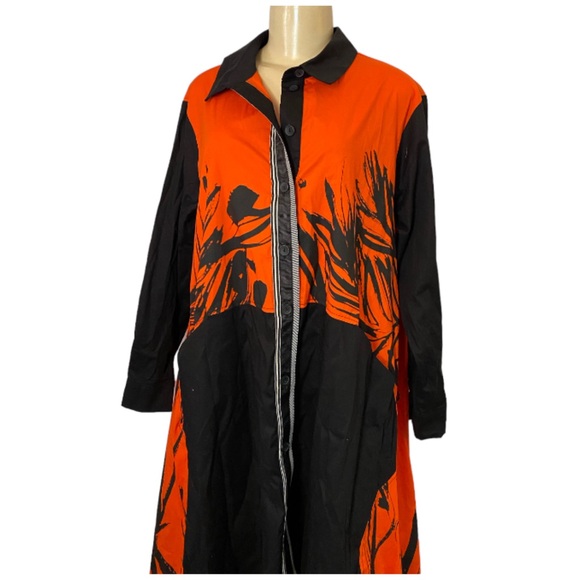 BIZE Shirt Dress Painted Edgy Art Fashion Black Red Cotton US Sz Medium - Picture 3 of 10